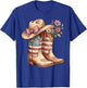 Cowboy Boots Cowgirl American Flag Hat Western 4th of July T-Shirt - T-Shirt | Royal