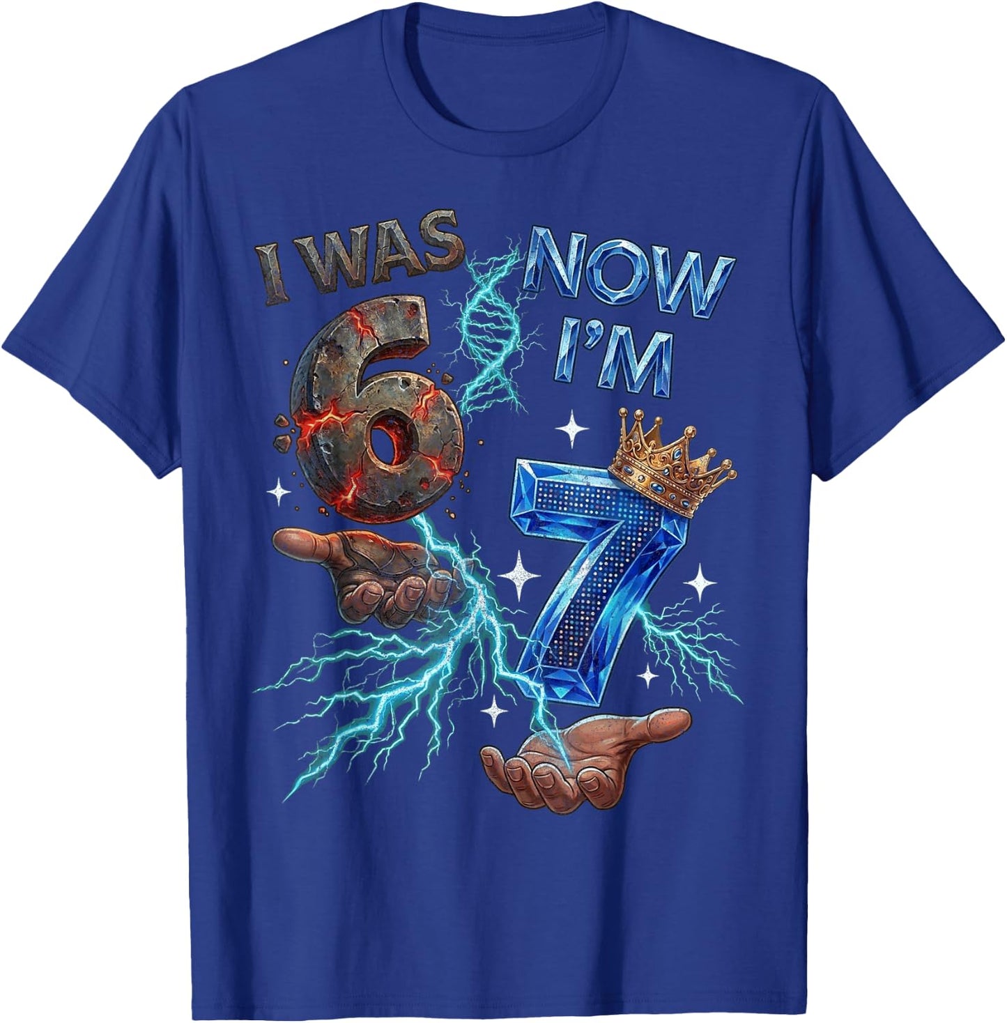 I was 6 Now I'm 7 7th Birthday 6 7 Birthday Boys 67 T-Shirt - T-Shirt | Royal
