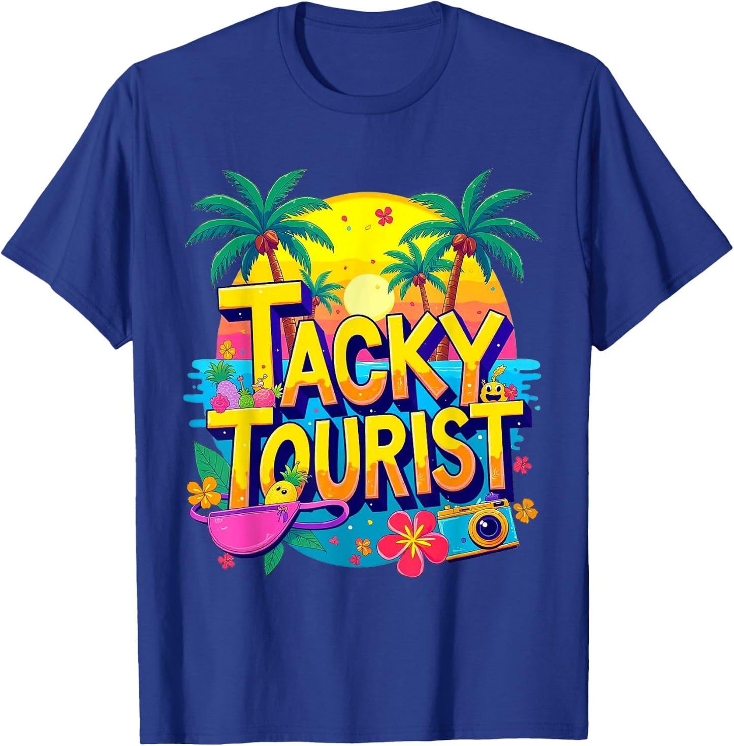 Funny Tourist Shirt & Vintage Hawaiian Accessories -Kids Tacky Tourist - Black, Small, Short Sleeve T-Shirt - T-Shirt | Royal