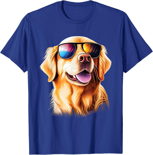 Golden Retriever With Sunglasses - Pet Lover Dog Owner Men Women Girls Kids T-Shirt - T-Shirt | Royal