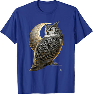 Golden Moon Owl Harmony Art T-Shirt - T-Shirt | Royal