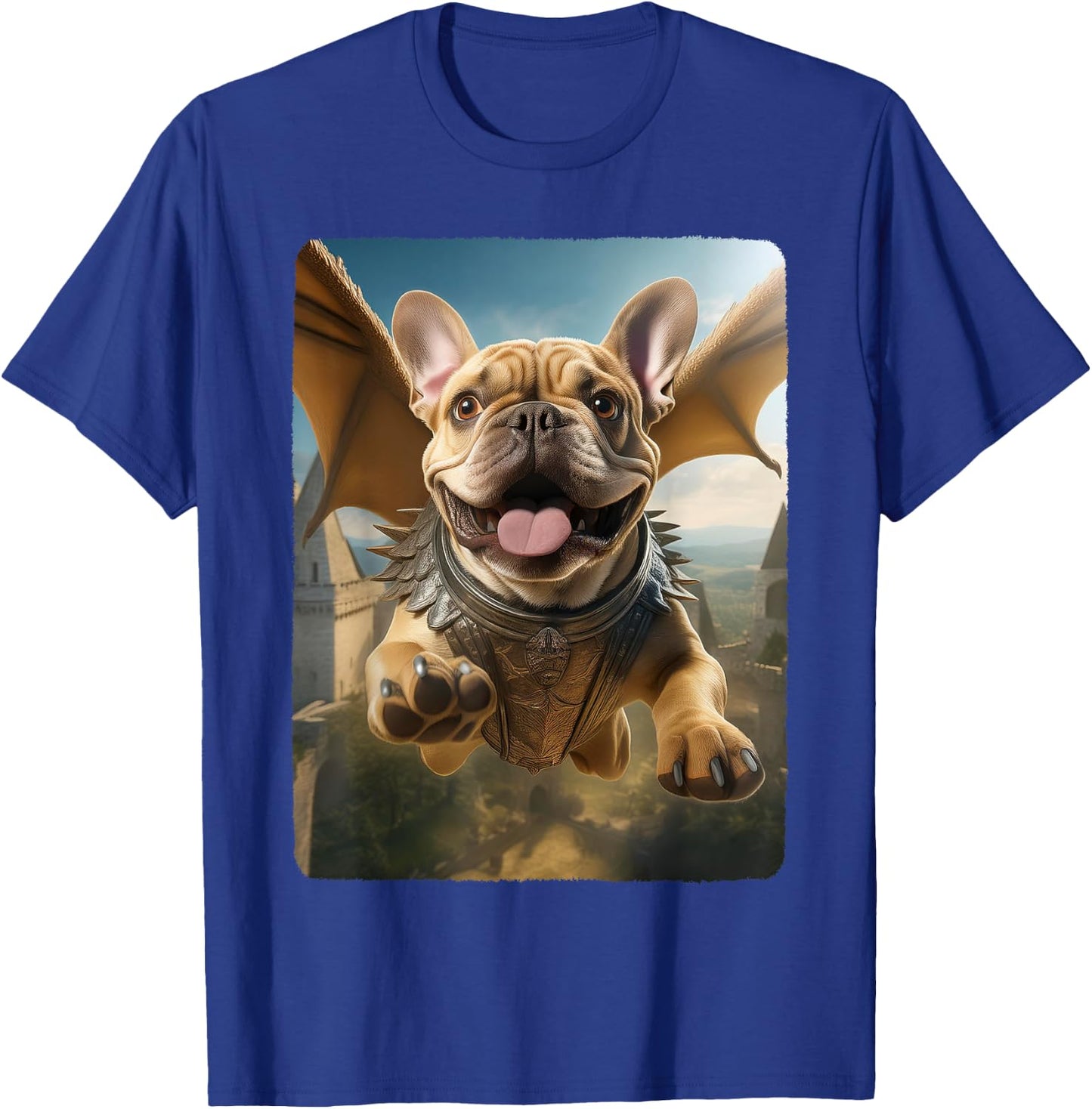 Frenchie Flying Cute Fantasy From Dog House to Sky Dragon Men Women Girls Kids T-Shirt - T-Shirt | Royal