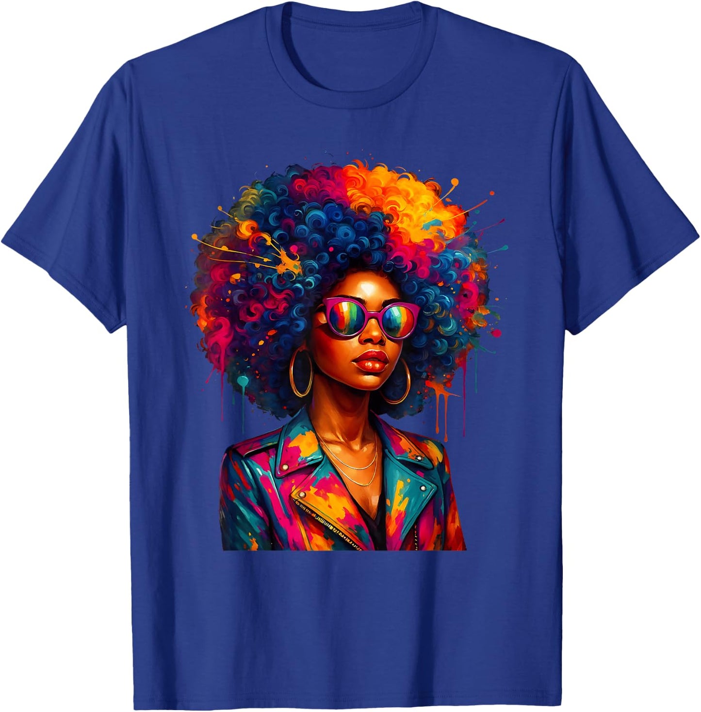 Black Queen Afro African Melanin Dripping Girl Women T-Shirt - T-Shirt | Royal