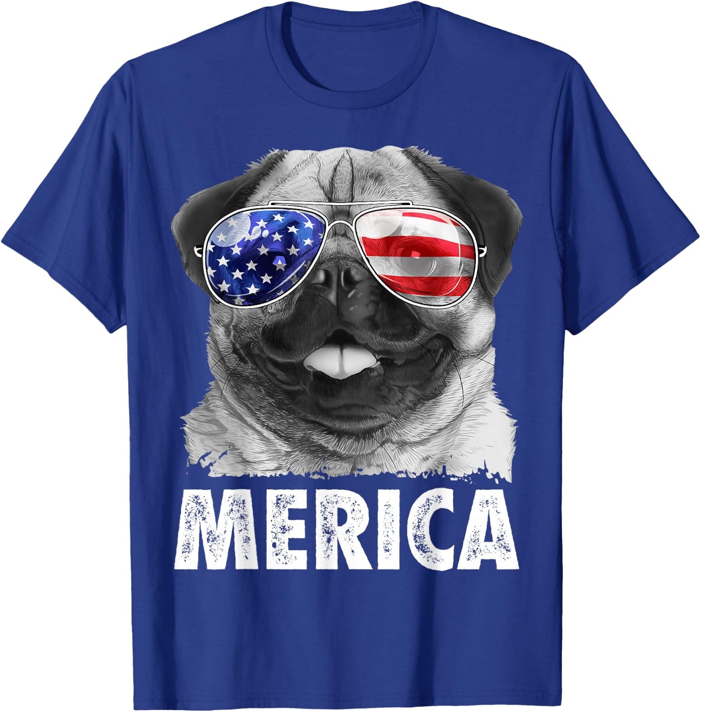 Pug 4th of July Shirts Merica Men Women USA American Flag T-Shirt - T-Shirt | Royal