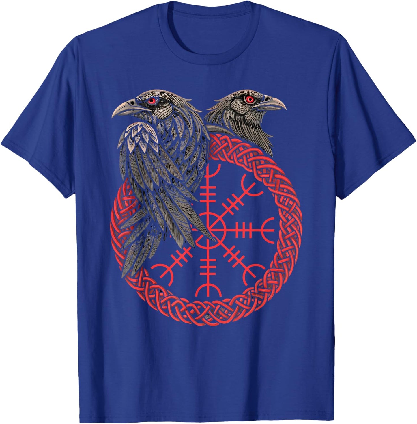 Aegishjalmur - Viking Symbol - Huginn & Muninn Norse Raven T-Shirt - T-Shirt | Royal