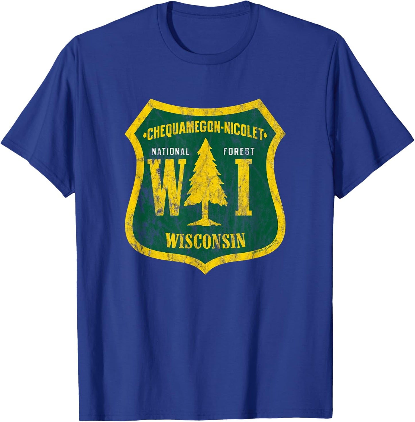 Chequamegon Nicolet National Forest Shield Vintage Look T-Shirt - T-Shirt | Royal