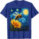 Van Gogh's Starry Night Bee Sunflower Nature Art T-Shirt - T-Shirt | Royal
