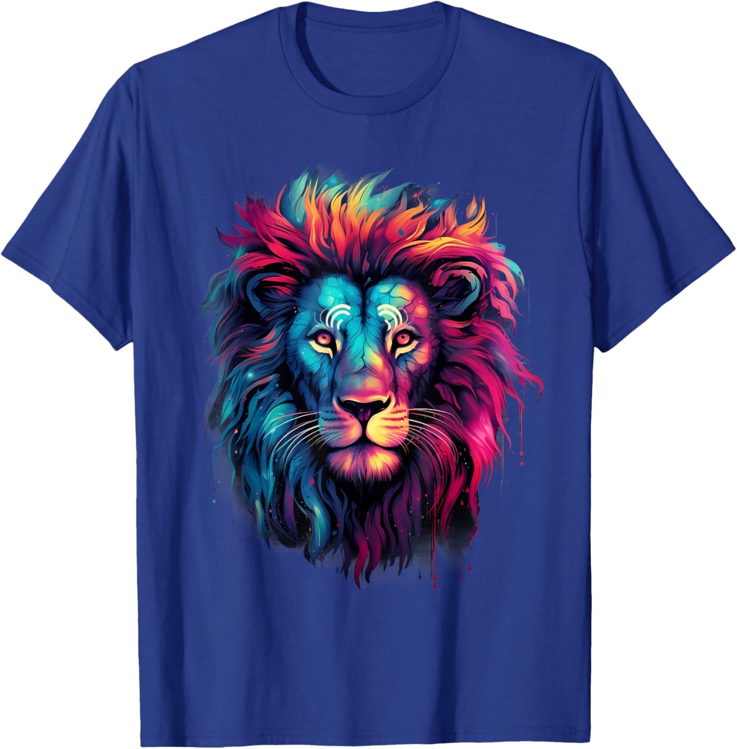 Lion Colorful Portrait Wildlife Artwork Animal Art Splash T-Shirt - T-Shirt | Royal