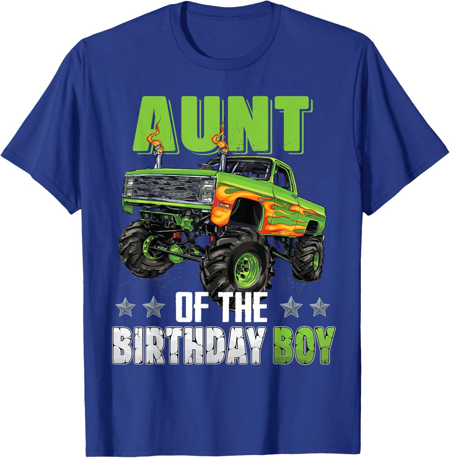 Aunt of Birthday Boy Monster Truck Car Family Matching T-Shirt - T-Shirt | Royal