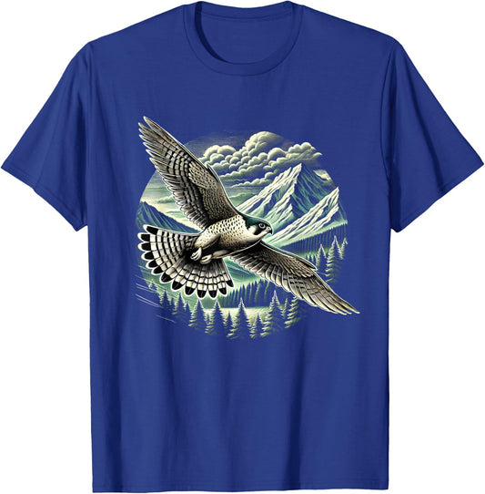 Peregrine Falcon Fly Bird Raptor Lover Birding Watcher T-Shirt - T-Shirt | Royal