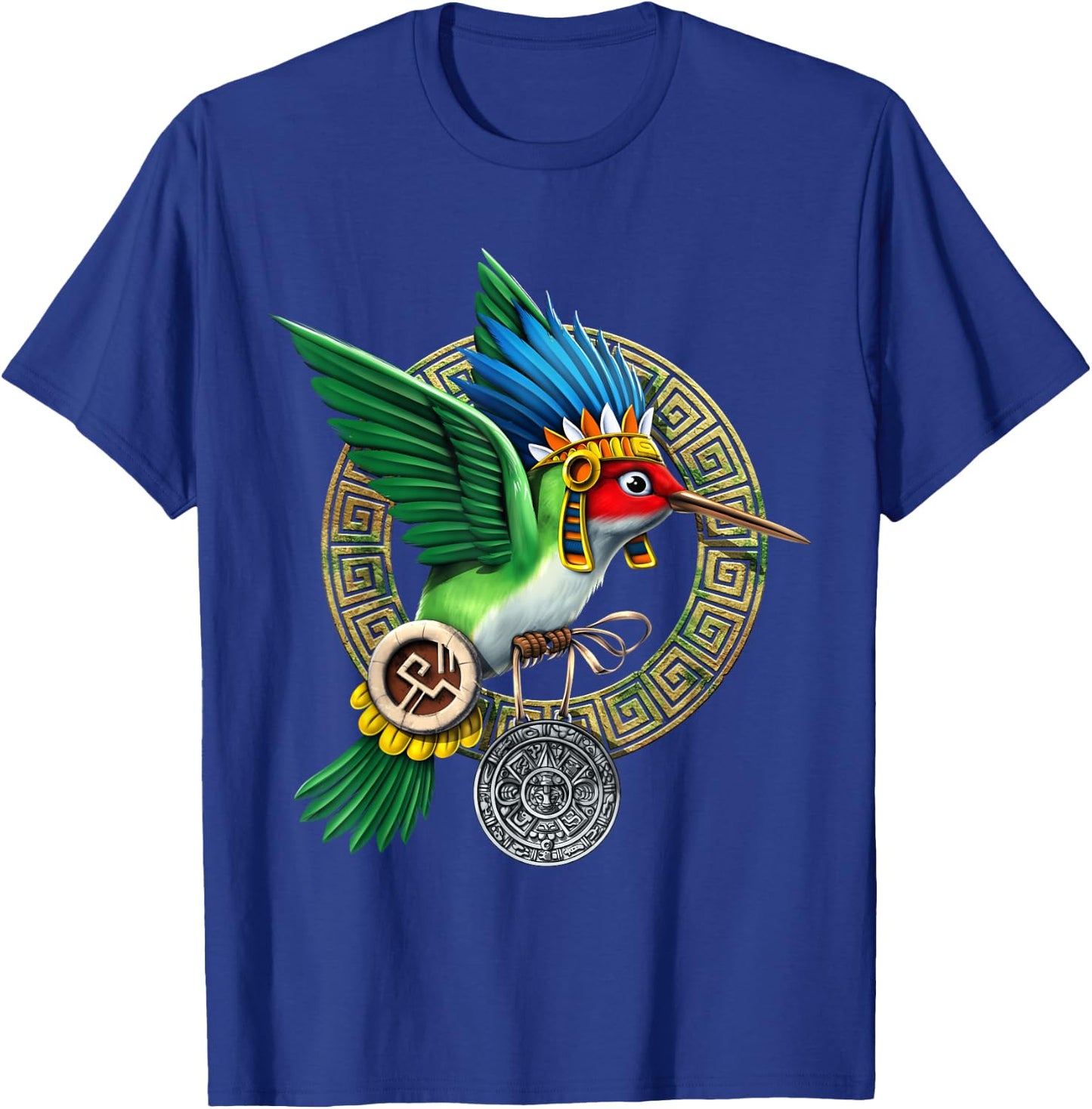 Aztec God Huitzilopochtli Hummingbird Mayan Colibri Bird T-Shirt - T-Shirt | Royal