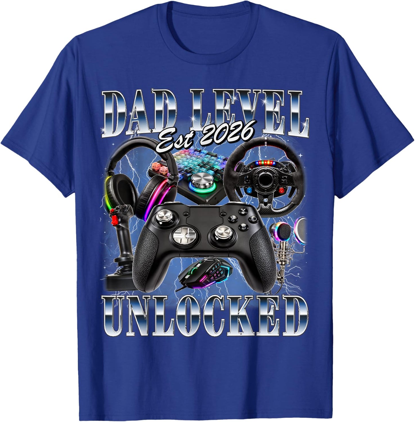 Dad Level Unlocked Est 2026 Gamer First Time Daddy to Be T-Shirt - T-Shirt | Royal