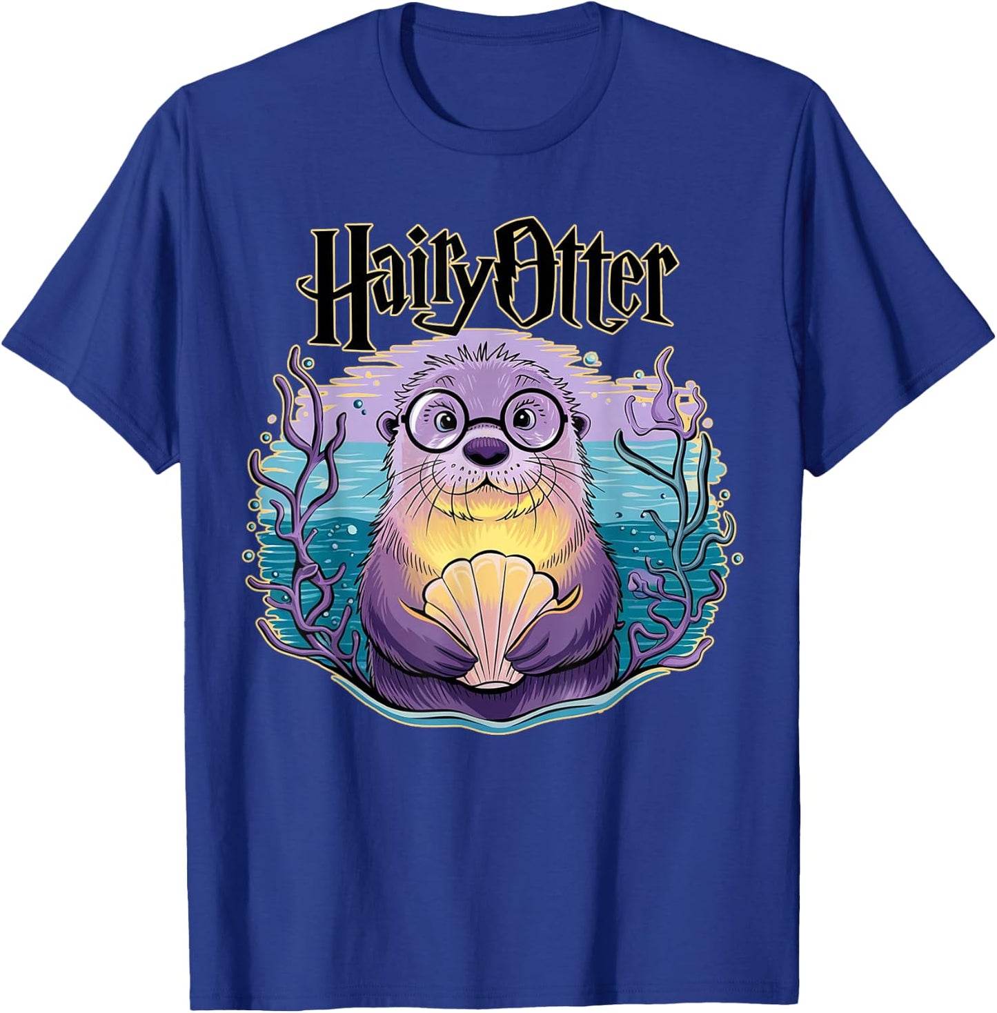 Christmas Lover Hairy Otter Funny Cute Kawaii Christmas Otter -Adults - Black, Small T-Shirt - T-Shirt | Royal