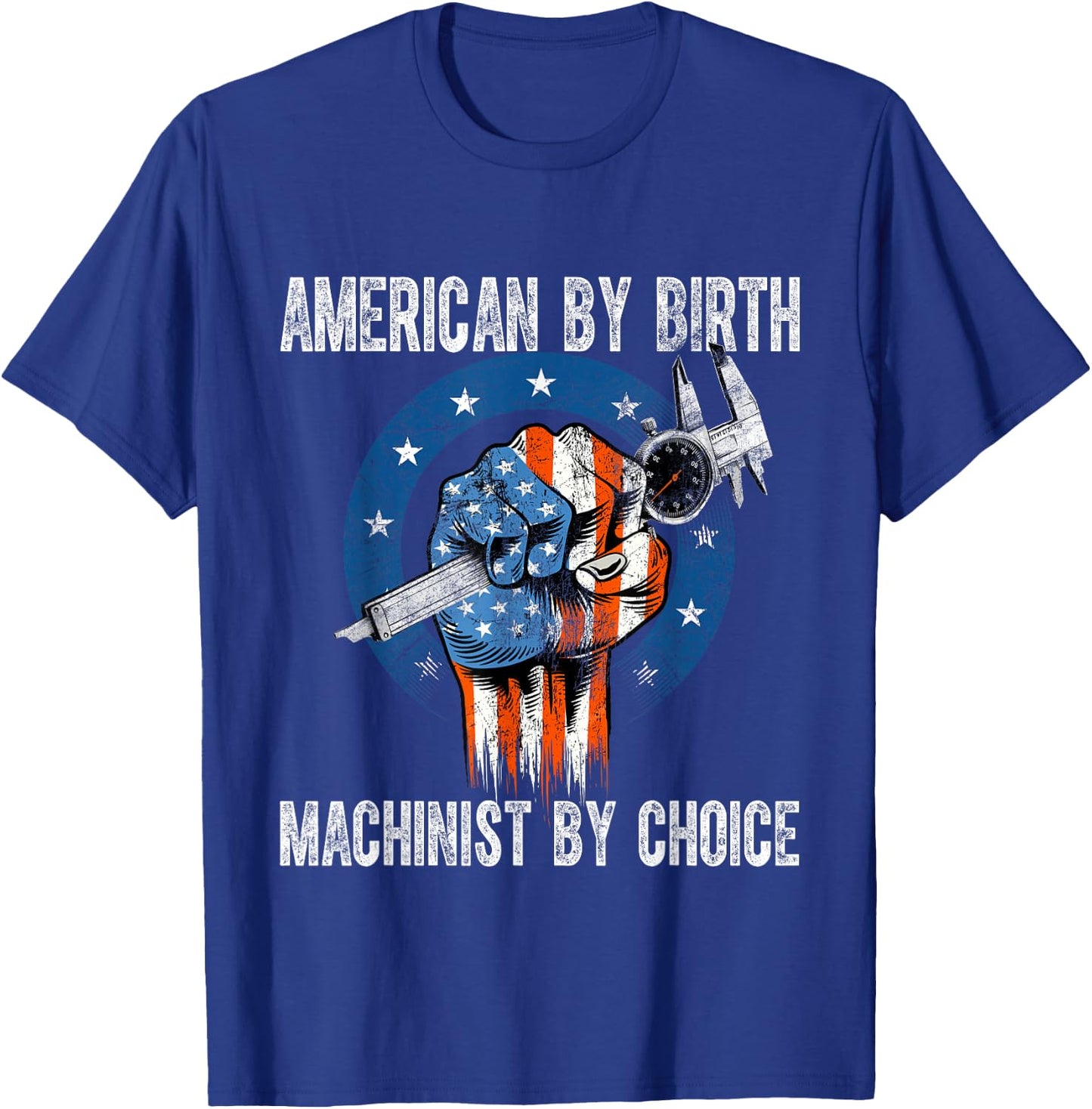 Machinist by Choice - American USA Flag CNC Machine Operator T-Shirt - T-Shirt | Royal