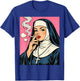 Nun Smoking a Cigarette pop Art T-Shirt - T-Shirt | Royal