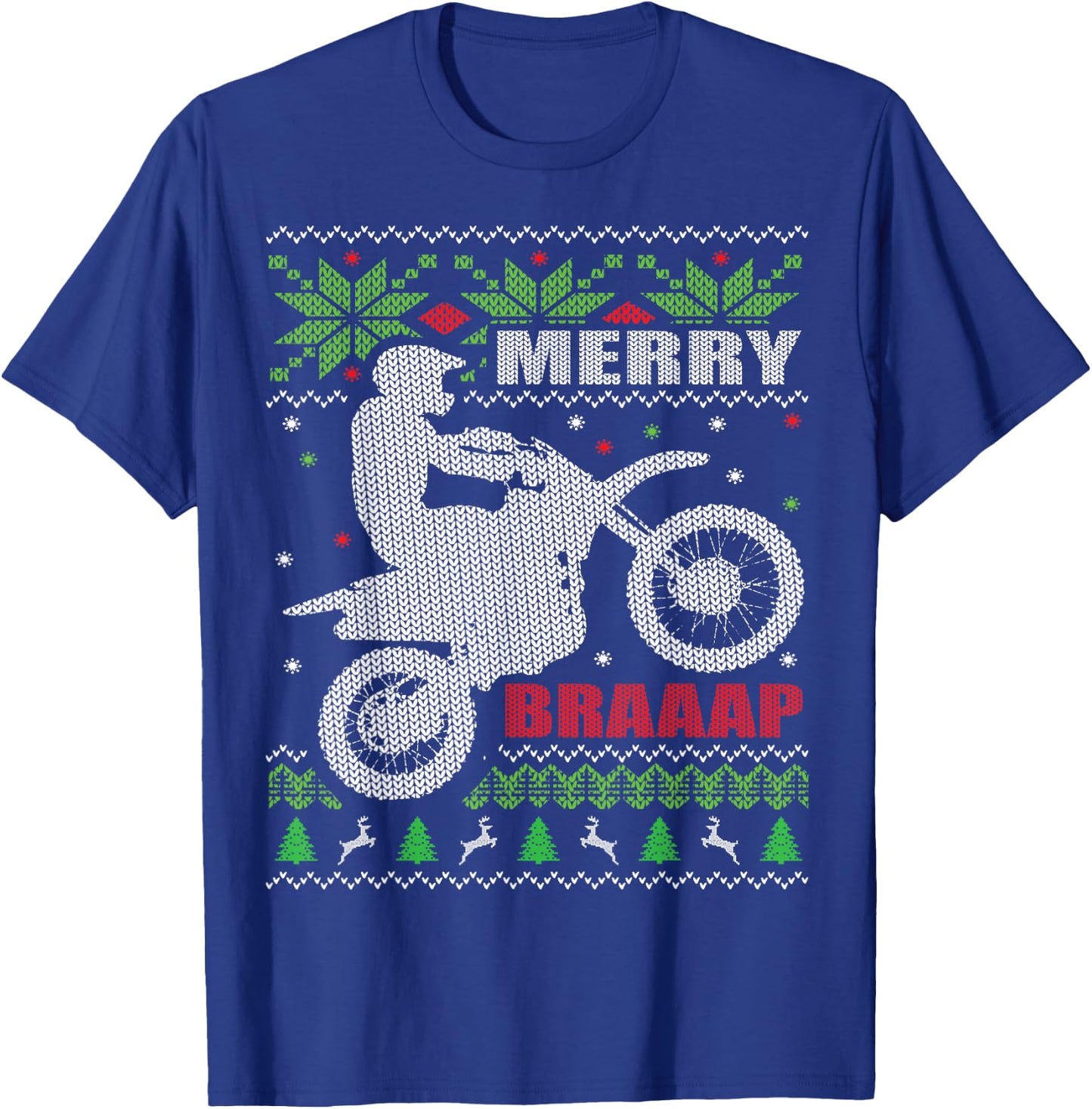 Dirt Bike Ugly Christmas Style Motocross Gift T-Shirt - T-Shirt | Royal