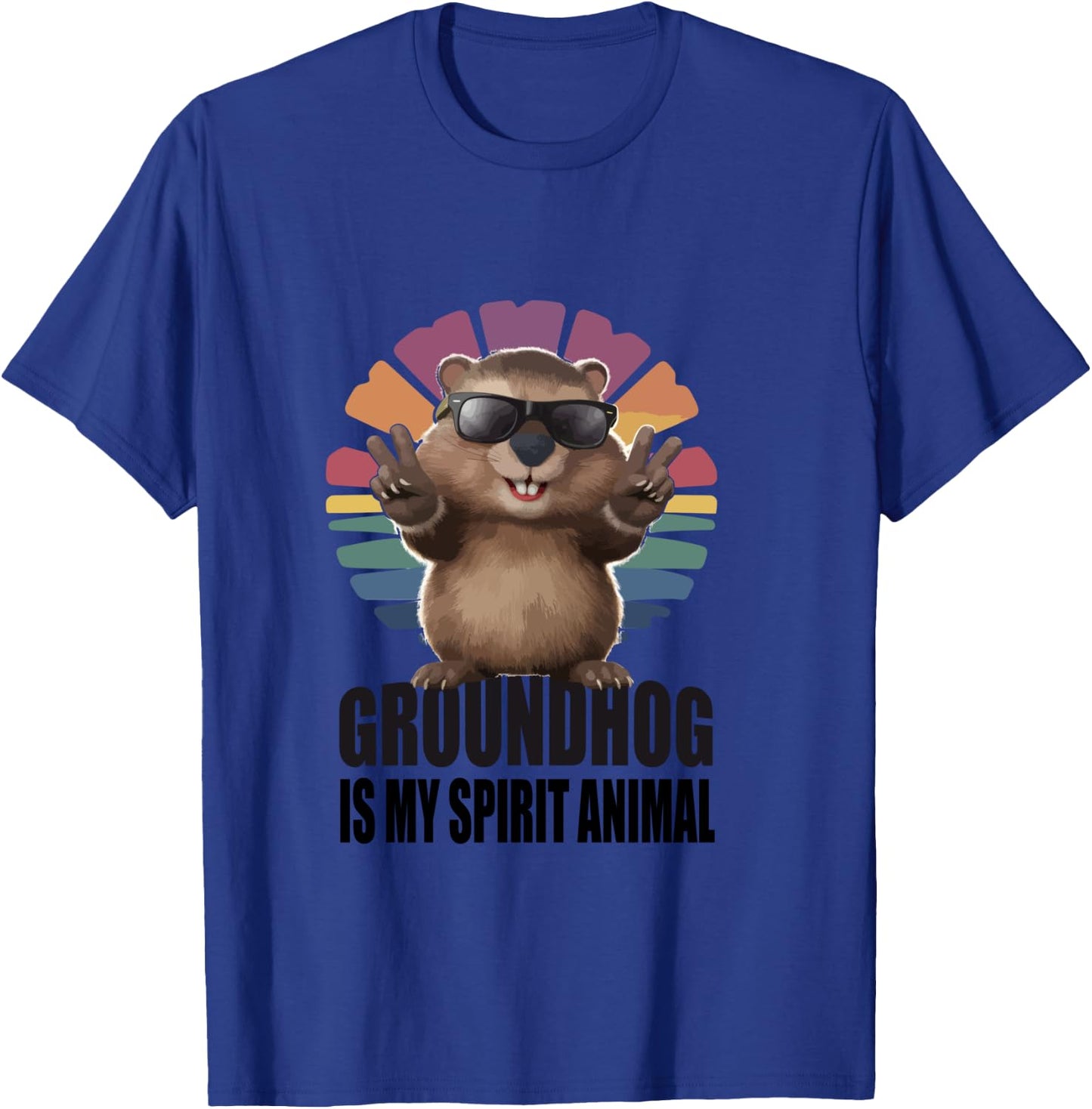 Groundhog Is My Spirit Animal - Cute Groundhog Day Groundhog T-Shirt - T-Shirt | Royal