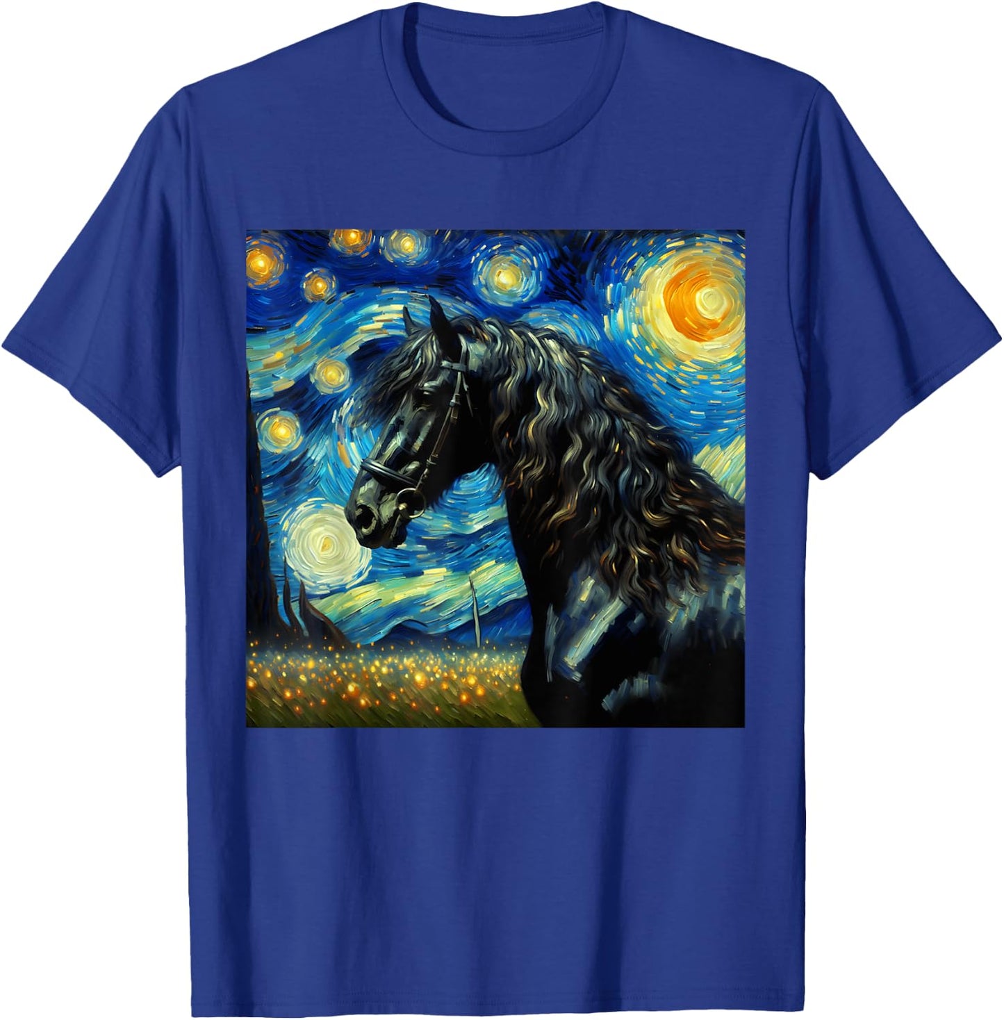 Friesian Horse Starry Night Horse T-Shirt - T-Shirt | Royal