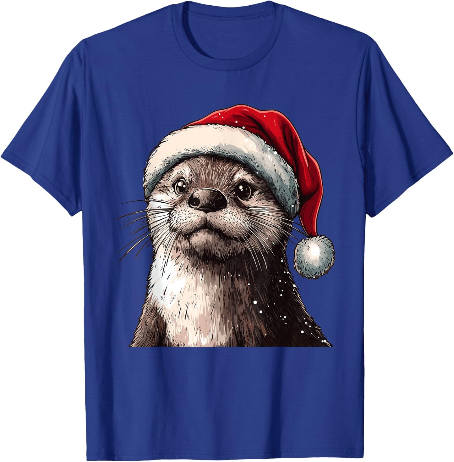Funny Xmas Otter Lovers Christmas Pajama Otter Santa Hat T-Shirt - T-Shirt | Royal