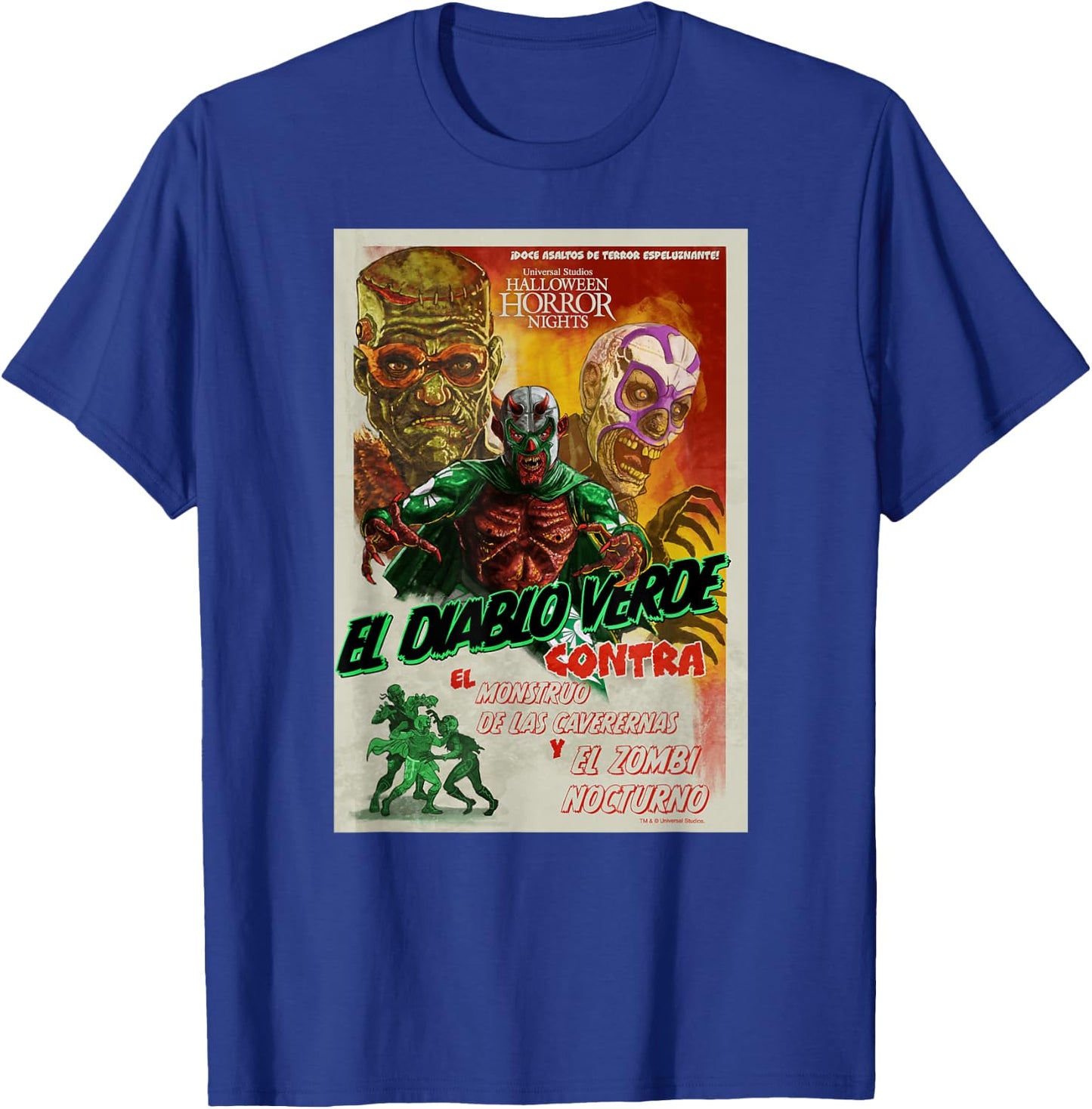 Universal Halloween Horror Nights Lucha Libre Diablo Verde T-Shirt - T-Shirt | Royal