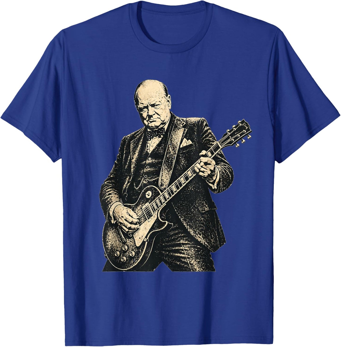 Winston Churchill Electric Guitar Historical Rock Humor T-Shirt - T-Shirt | Royal