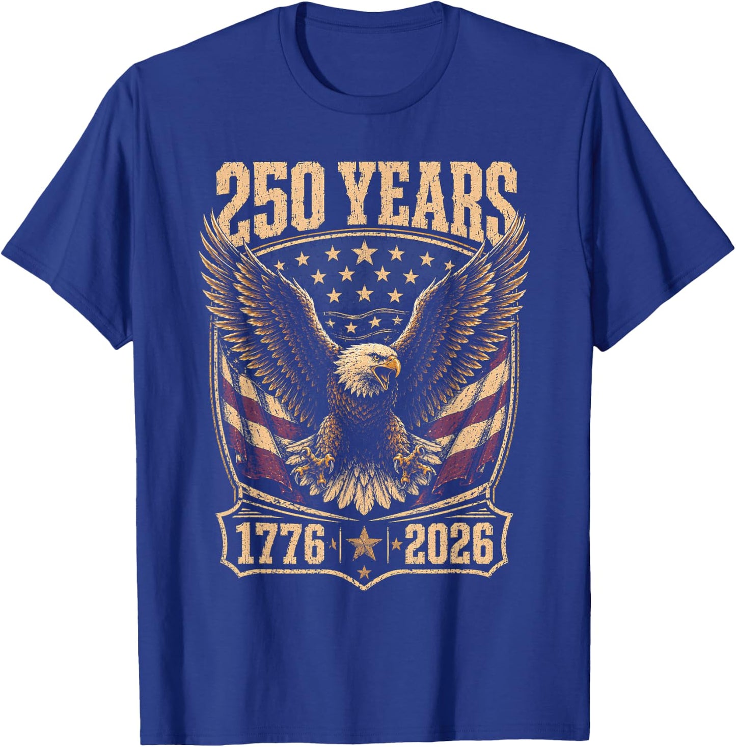 250th Anniversary USA 2026 American Flag Patriotic Eagle T-Shirt - T-Shirt | Royal