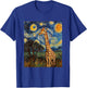Giraffe Africa Van Gogh Style Starry Night Cute Graphic T-Shirt - T-Shirt | Royal
