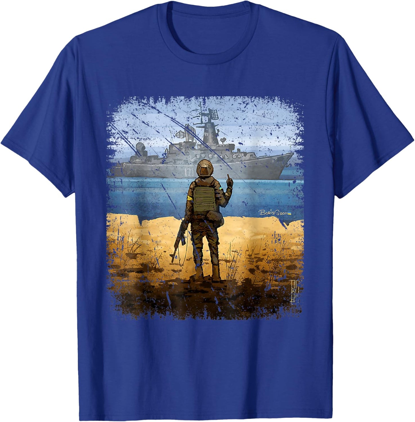 Ukraine Flag Stamp Support Ukraina T-Shirt - T-Shirt | Royal