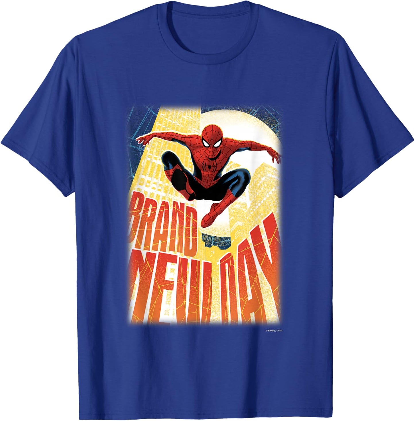 Marvel Spider-Man Day NYC Back in Action Poster T-Shirt - T-Shirt | Royal