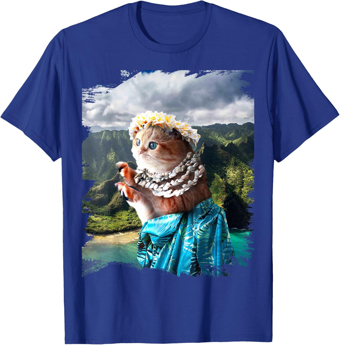 Funny Aloha Hawaiian Cat T-Shirt - T-Shirt | Royal