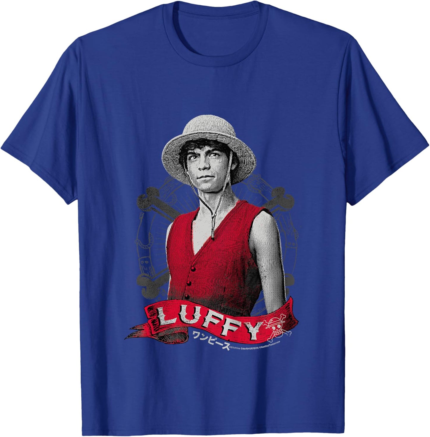 Kids One Piece Monkey D Luffy Live Action Pirate Straw Hat for Kids , Black, 2 T-Shirt - T-Shirt | Royal
