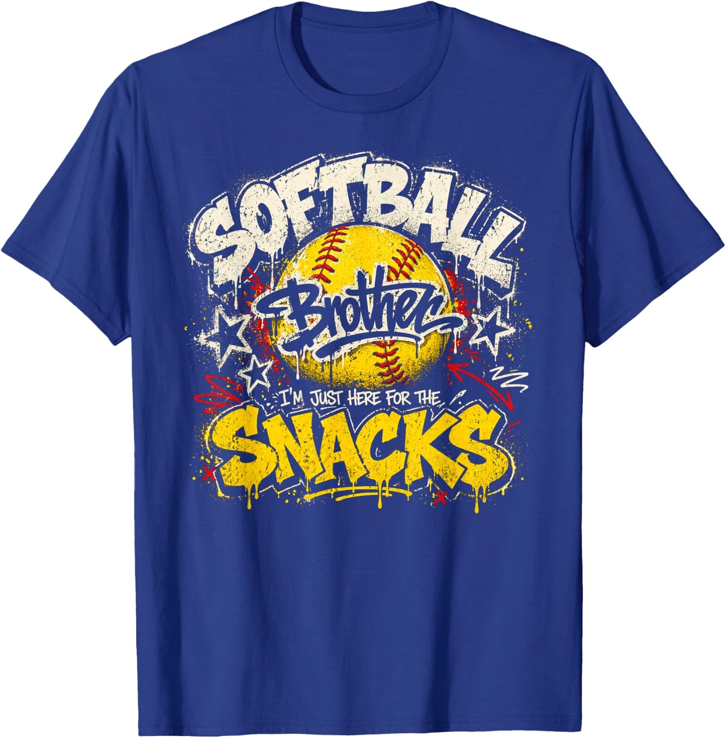 I'm Just Here for The Snacks Funny Softball Brother T-Shirt - T-Shirt | Royal