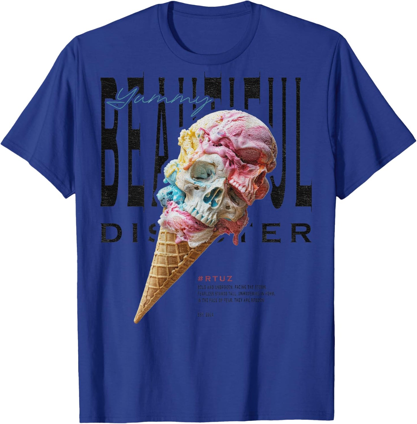 Urban Hip Hop Y2K Vintage Retro Backprint Streetwear EIS T-Shirt - T-Shirt | Royal