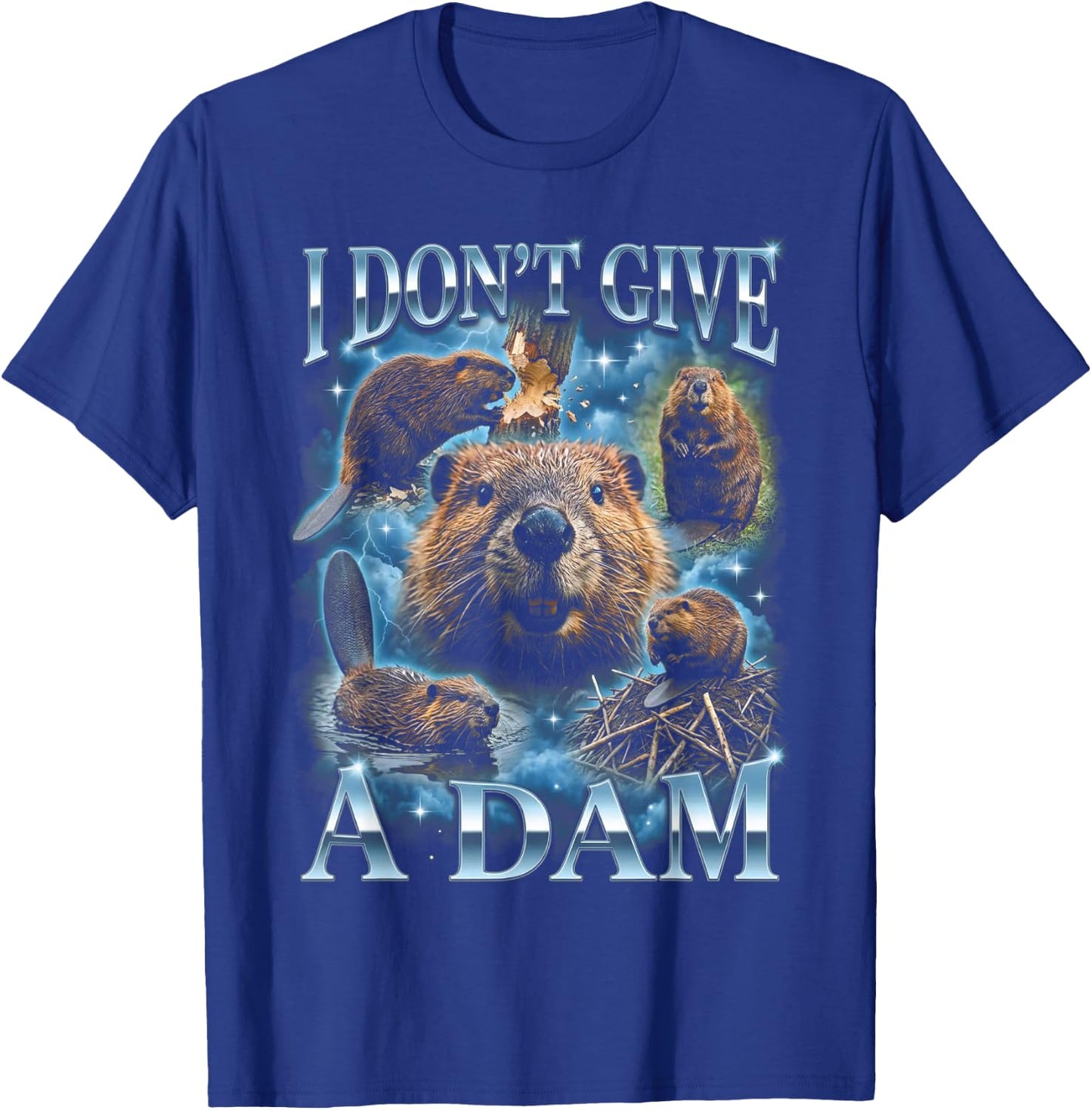 I Don't Give A Dam Funny Beaver T-Shirt - T-Shirt | Royal