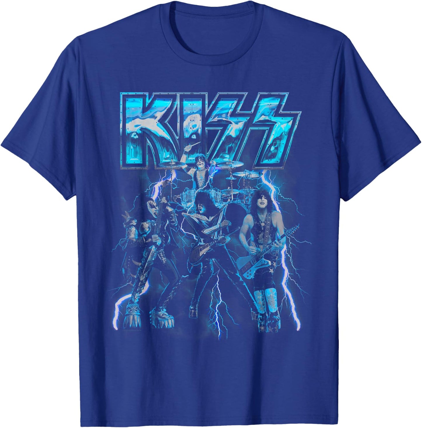 KISS - Blue Lightning T-Shirt - T-Shirt | Royal