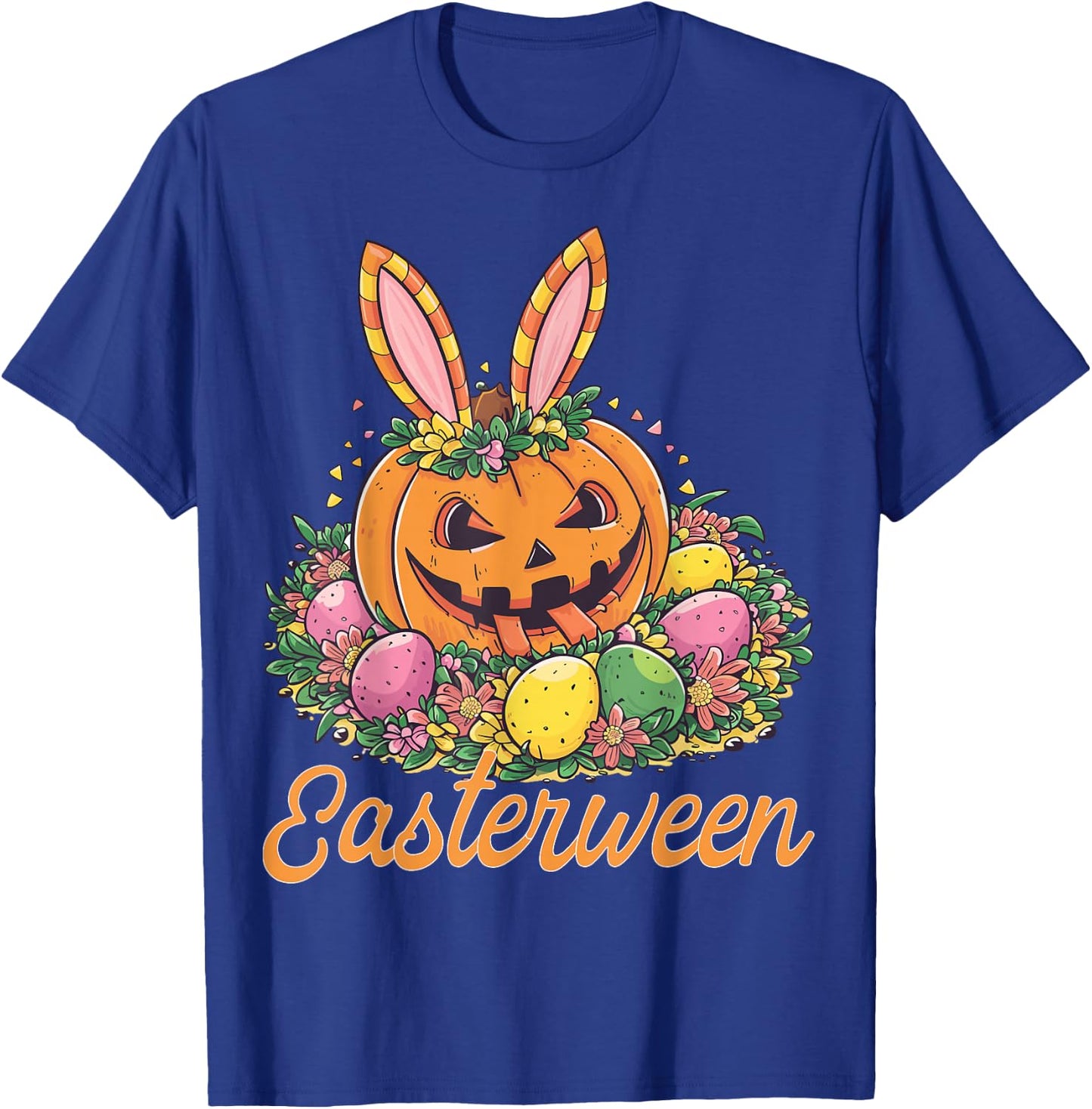 Easterween Pumpkin Bunnies & Spooky Eggs Festive T-Shirt - T-Shirt | Royal