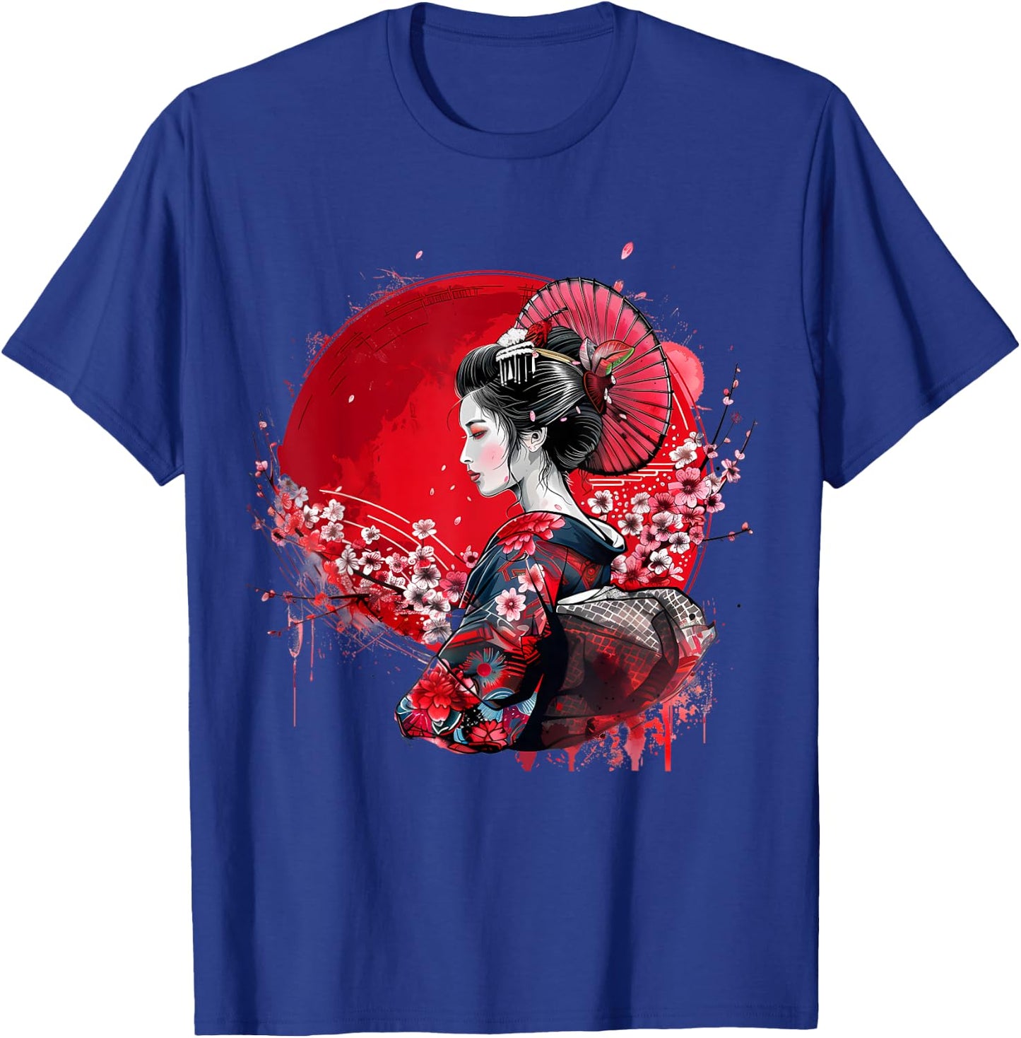 Japanese Kimono Geisha Sakura Cherry Blossom Japanese Art , Black, S T-Shirt - T-Shirt | Royal