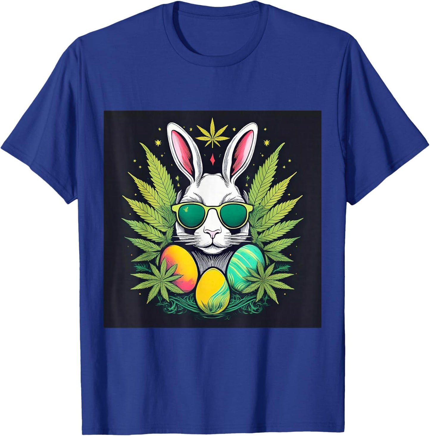 Easter Bunny With Marijuana Leaves 420 Day T-Shirt - T-Shirt | Royal