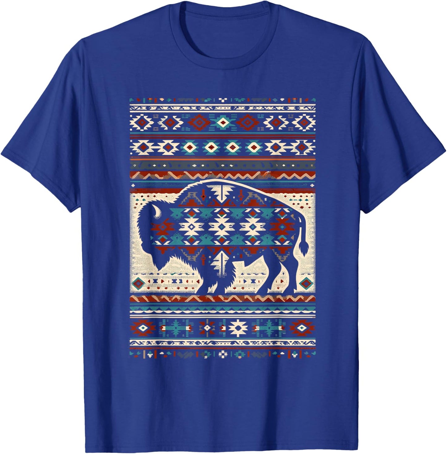 Arizona Buffalo Aztec Indian Southwestern Pattern Vintage T-Shirt - T-Shirt | Royal