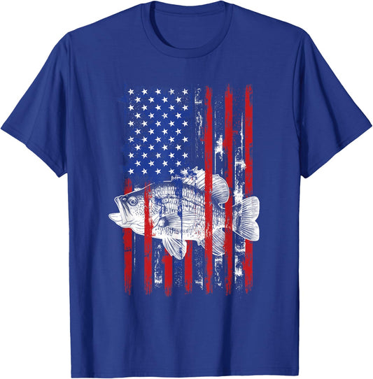 Crappie American Flag Fishing Flag Patriotic Fish Catcher T-Shirt - T-Shirt | Royal