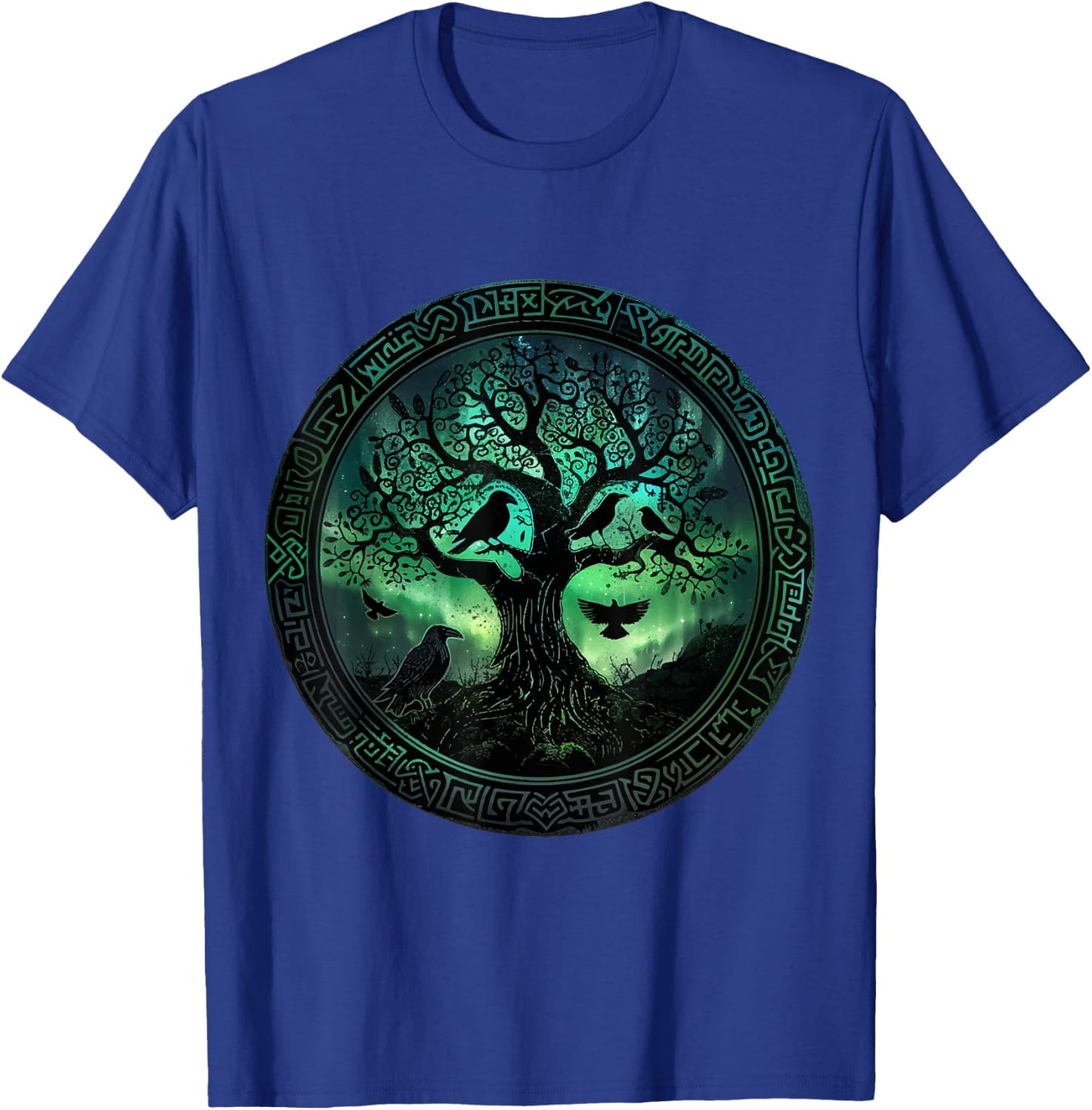 Hugin & Munin Odin Raven Viking Tree of Life , Black, S T-Shirt - T-Shirt | Royal