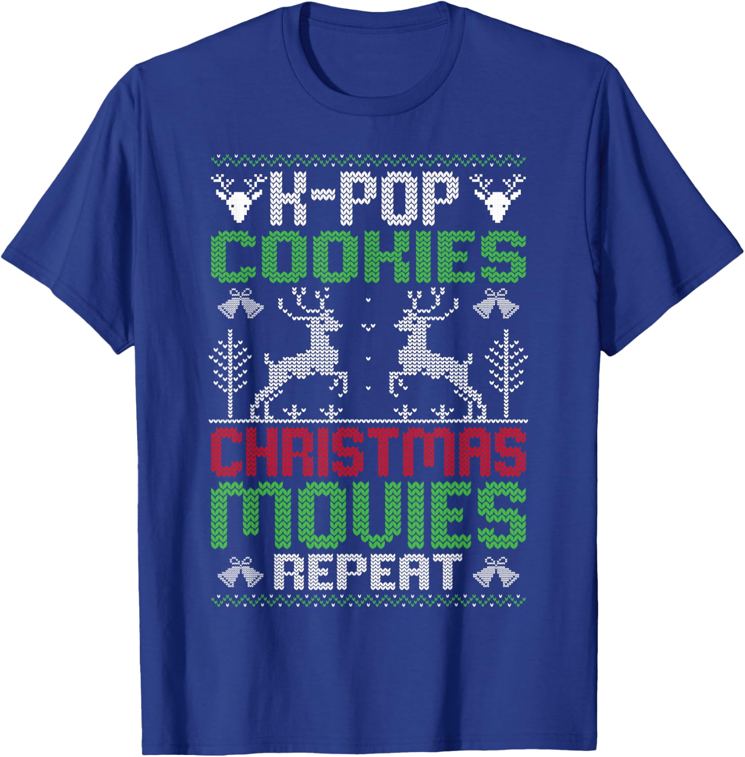 K-Pop Cookies Christmas Movies Repeat Korean Pop Music Xmas T-Shirt - T-Shirt | Royal