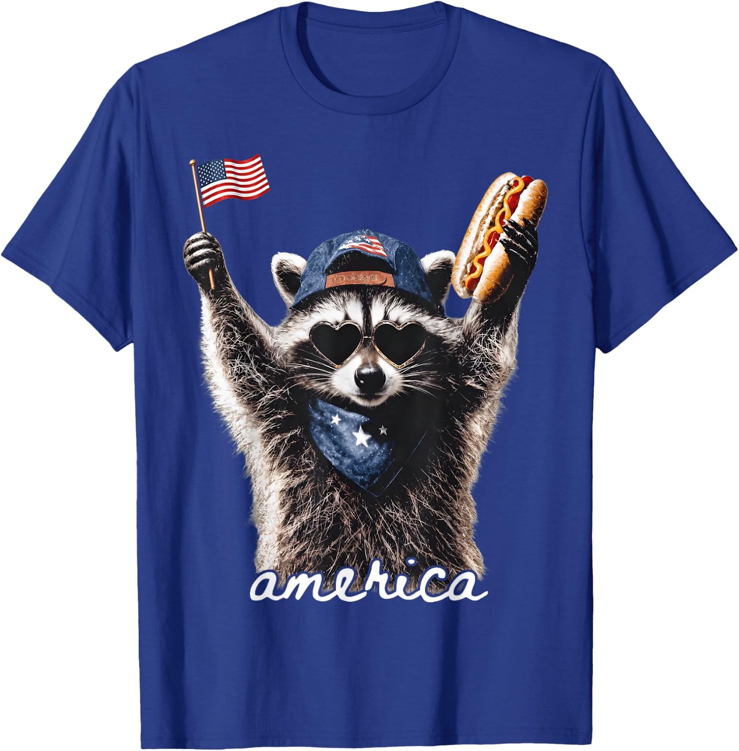 America Meme Raccoon Hot Dog 250 Years 1776 2026 4th of July T-Shirt - T-Shirt | Royal