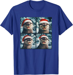 Winter Otter Wearing Santa Hat Christmas Sea Otter Lover T-Shirt - T-Shirt | Royal