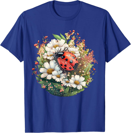 Cute Cottagecore Floral ladybug Aesthetic Girl Women Graphic T-Shirt - T-Shirt | Royal