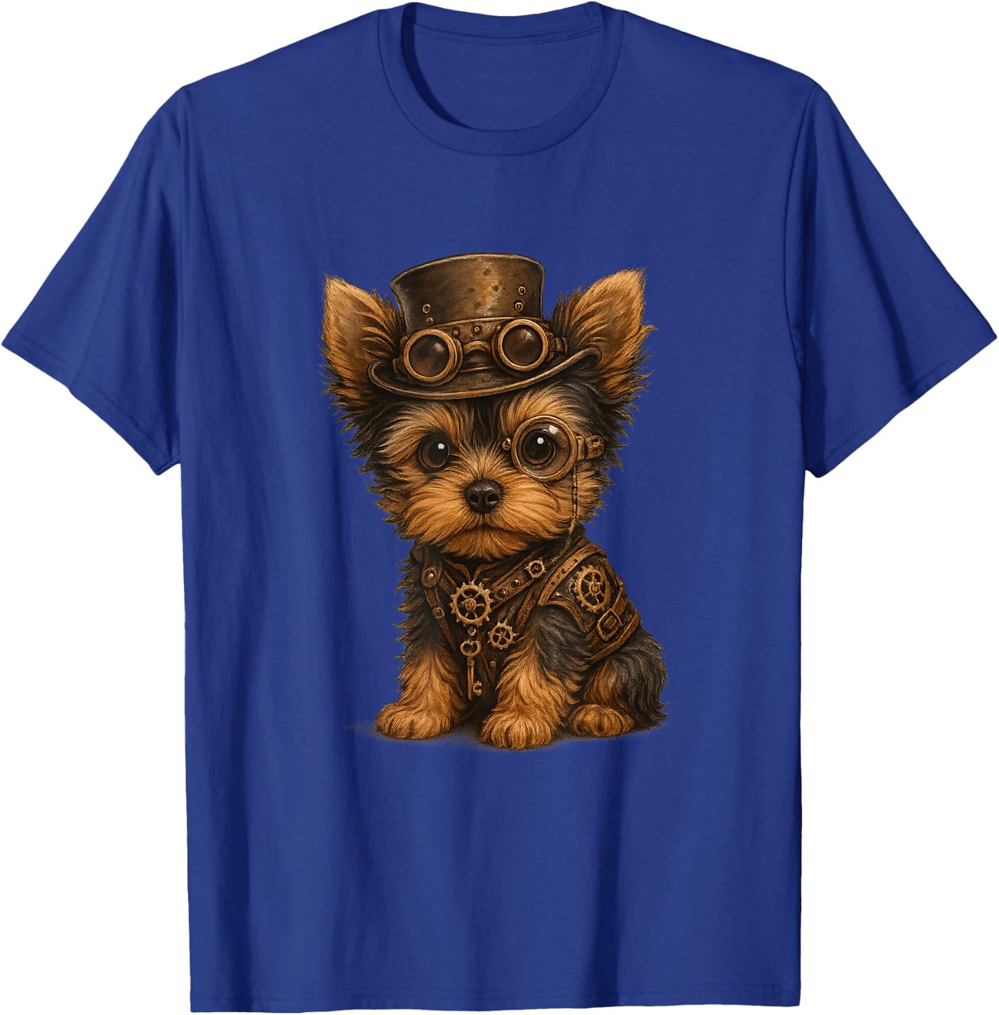 Steampunk Yorkie Dog - Yorkshire Terrier Mechanical Art T-Shirt - T-Shirt | Royal