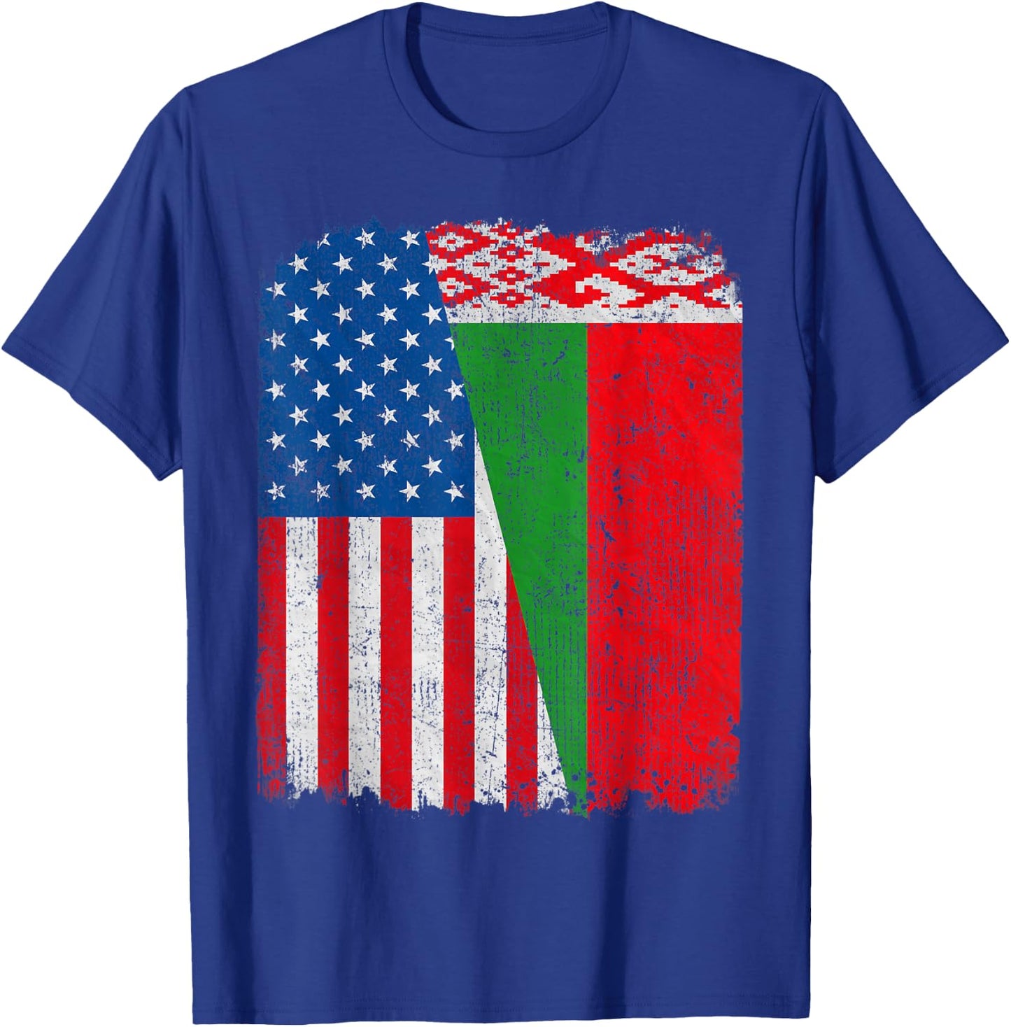 Belarusian American Flag Half USA Belarus Root Proud Kids Men T-Shirt - T-Shirt | Royal