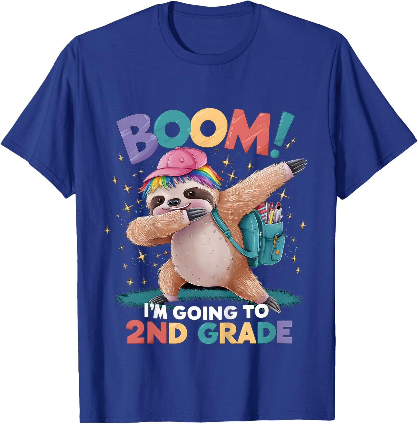 Kids Boom I'm Going To 2nd Grade Dabbing Sloth For Back To School T-Shirt - T-Shirt | Royal