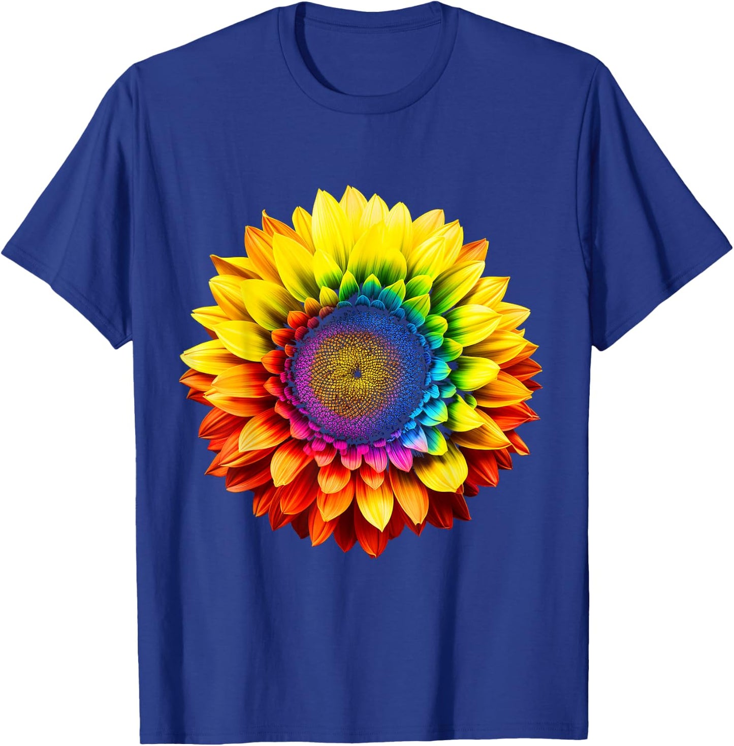 Flower Colourful Rainbow Art Graphic Motif Flower , black T-Shirt - T-Shirt | Royal