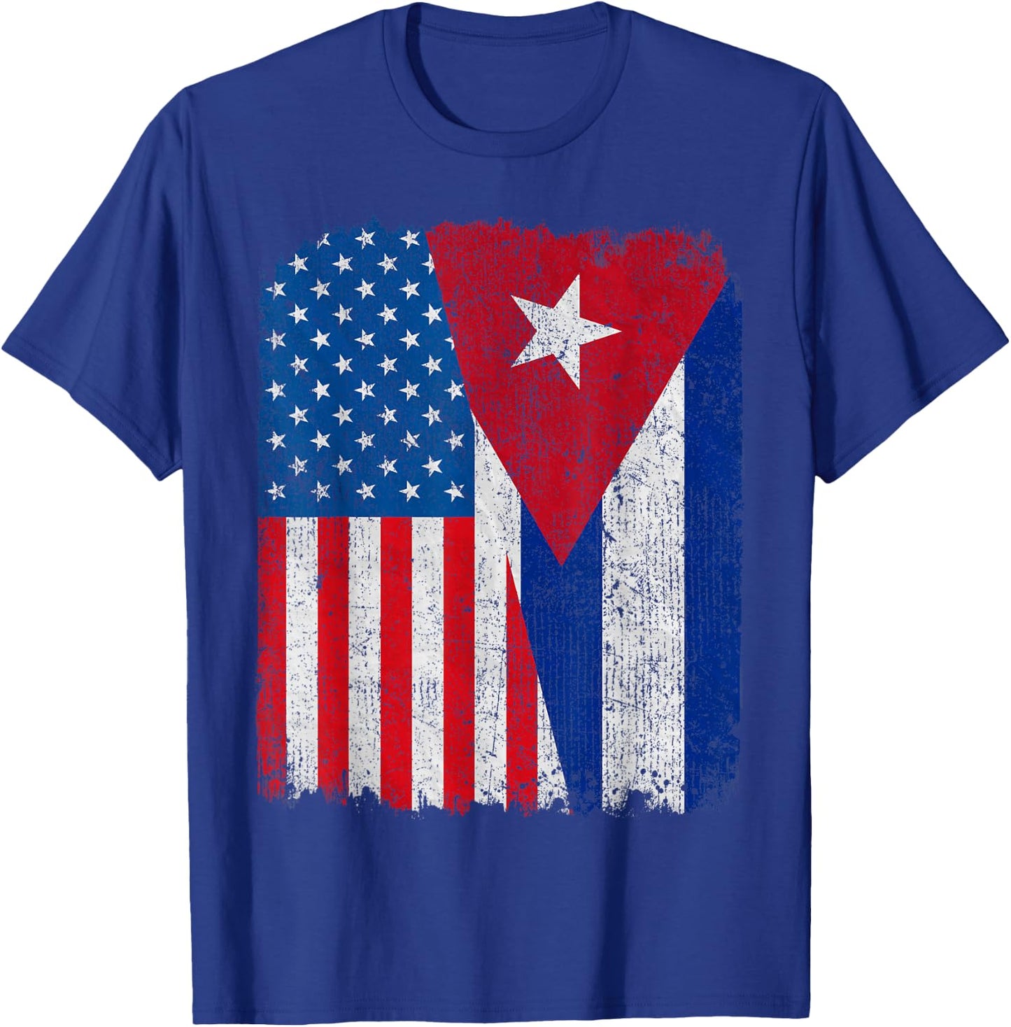 Cuban American Flag Half USA Cuba Root Proud T-Shirt - T-Shirt | Royal